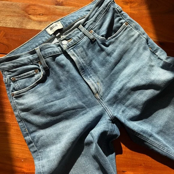 Agolde Women's Vintage high rise Straight Leg Blue Jeans - Picture 3 of 10